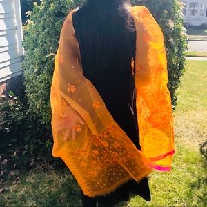 🔥3/$25 NWOT Embroidered Organza Dupatta/Scarf